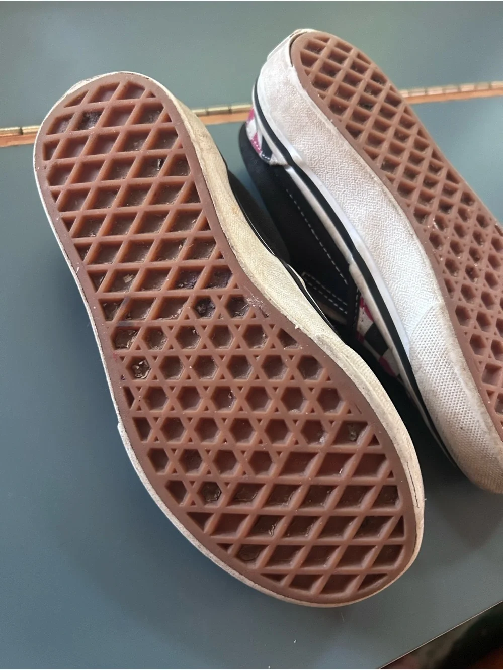 Vans Kids Slip-On Checkerboard Sneakers - Black & Burgundy